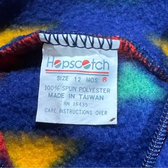 Vintage 90’s Hopscotch Aztec Zip Up Fleece Jacket 12M - Picture 2 of 2